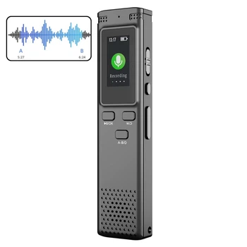 Перезаряджуваний цифровий диктофон - MP3 плеєр Dittafono аудіо рекордер 3.5 мм Jack, 64 ГБ, 10.3х2.5х1.2 см, чорний (99014005)