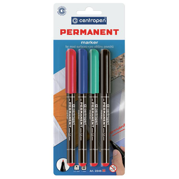 Набор перманентных маркеров Centropen 1 мм 4 шт (2846/4/BL)