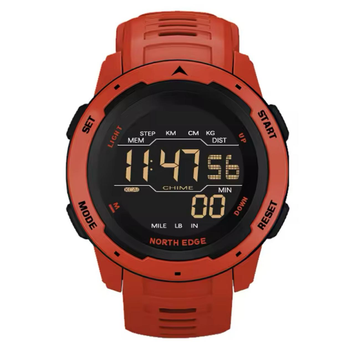 Спортивные цифровые часы NORTH EDGE Mars электронные часы с круглым дисплеем 1.2 дюймов и водонепроницаемостью до 50 м, красные "G" (98704599)