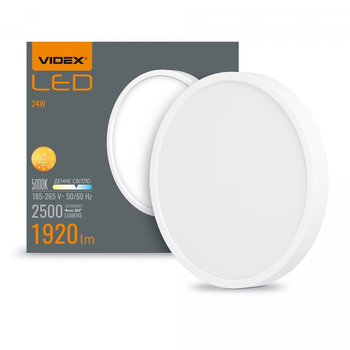 LED Светильник круглый накладной VIDEX 24W 5000K White