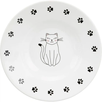 Миска для котів Trixie керамічна кругла біла з принтом 0.2 л 15 см (MLZ10720)