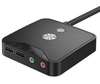 Виносна кнопка увімкнення/вимкнення/перезавантаження ПК TEUCER KG-02 USB 2.0, RESET, POWER, AUDIO, MIC + звук комп'ютера з планкою Чорна