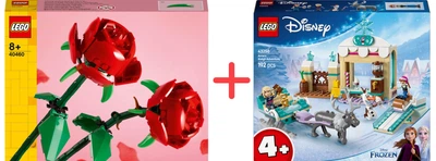 Набор конструкторов LEGO Botanicals Розы 120 деталей + Disney Приключения Анны на санях 192 детали (40460_43256)