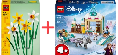 Набор конструкторов LEGO Botanicals Нарциссы 216 деталей + Disney Приключения Анны на санях 192 детали (40747_43256)