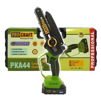 Аккумуляторная мини пила Procraft PKA44 в кейсе (2 шины, 2 цепи)