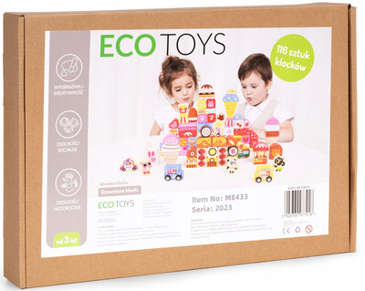 Drewniane klocki EcoToys Cukierkowe miasto 116 elementów (5903769977918)