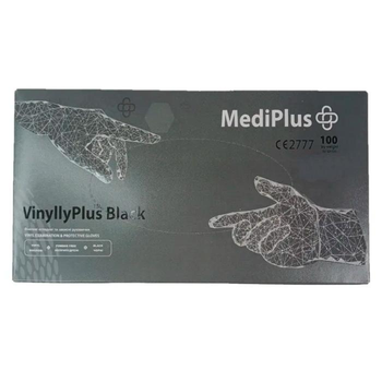 Рукавички вінілові MediPlus VinyllyPlus Black PF Чорні, размер L, 100 шт