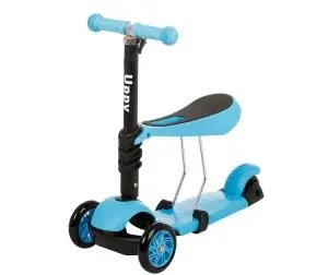 Самокат с сиденьем и родительской ручкой Best Scooter 3в1, голубой