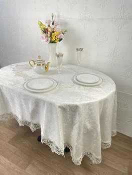 Скатертина Велюр Acme Tekstil 160x300 ovale Melisa Krem PVS