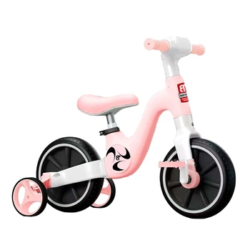 Детский велосипед-трансформер 2в1 Best Trike BT-14680 с дополнительными колесами украинская озвучка розовый