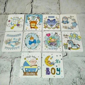 Открытки мини подарочные It's a boy Baby Shower 7,1х8,2 см Микс 10 шт 5503-17-2