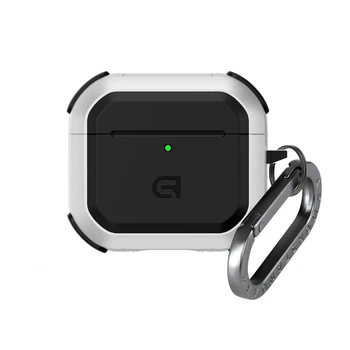 Чохол для навушників Apple AirPods 4, білий, Panzer, протиударний захисний кейс з TPU та полікарбонату, посилені стінки, захист від подряпин, пилу та ударів, легкий та компактний, з карабіном для кріплення, ArmorStandart (ARM82553)