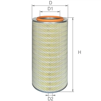 Фільтр повітряний ALPHA FILTER КрАЗ 65055 (аналог В-070) суцільний висота 594 мм (AF 0739) Alpha filter (AF0739)