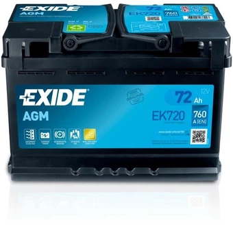 Акумуляторна батарея 72Ah/760A (278x175x190/+R/B13) (Start-Stop AGM) EXIDE EK720 UA63 Exide (EK720)