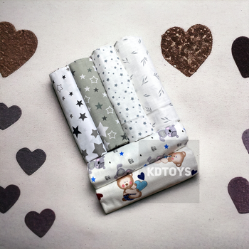 Набор детских пеленок 6 шт на выписку: пеленка байка, пеленка муслин, пеленка бязь Размер 90 х 110 см (MP25)