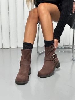 Женские ботинки ShoesBand Шоколадного цвета натуральный нубук демисезонные 41 (26,5 см) (S44171д)