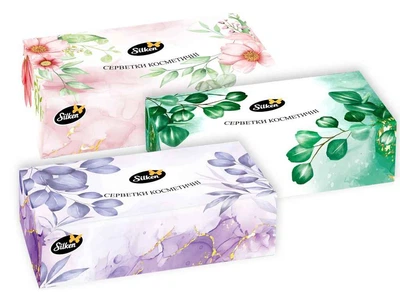 Серветки косметичні SILKEN 150шт у коробці "Natural" мікс 2шари