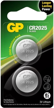 Батарейки GP дисковая Lithium Button Cell 3.0V CR2025-7U2 литиевые блистер 2 шт (4891199139208)