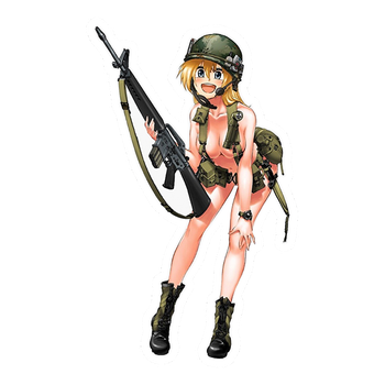 Наклейка без фону на авто, мото, ноутбук Anime girl gun 7. Стікер вологостійкий 10х6cm