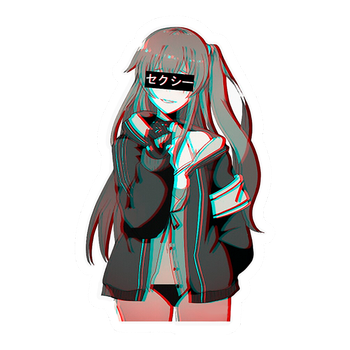 Наклейка без фону на авто, мото, ноутбук Anime girl. Стікер вологостійкий 10х5cm