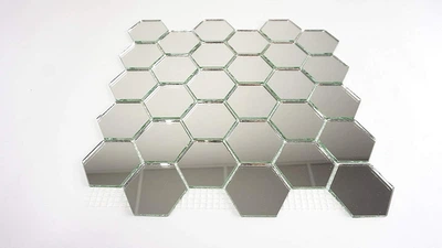 Мозаика зеркальная DecorStoneHub Zs-hex-Z серебристая 304х303 мм соты для зонирования пространства (004176)