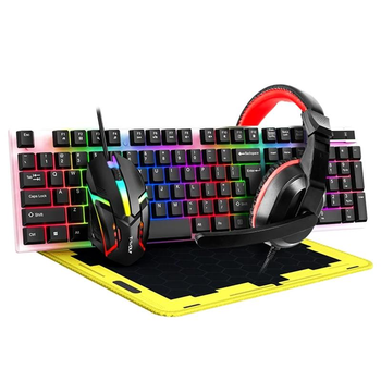 Игровой комплект Gaming Combo 4-in-1 T-Wolf TF-240 (клавиатура, мышь, наушники, коврик) геймерский комплект