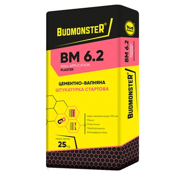 Штукатурка цементно-известковая стартовая BudmonsteR BM 6.2, 25 кг