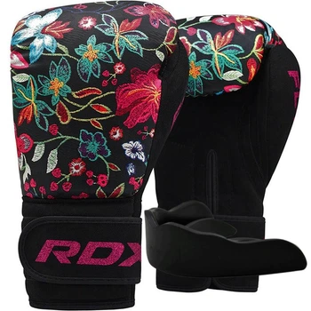 Боксерські рукавиці RDX FL-3 FLORAL BLACK-10 унцій (капа в комплекті)