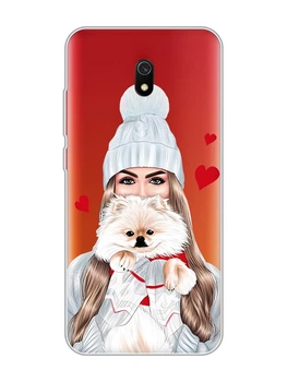 Прозорий чохол на Xiaomi Redmi 8A :: Дівчина з песиком (принт 142)