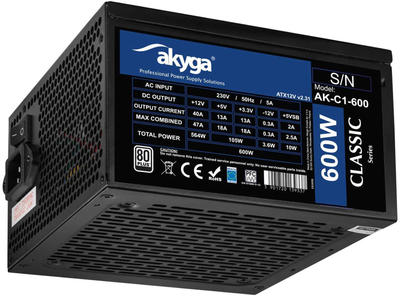 Zasilacz AKYGA AK-C1-600 ATX 600 W