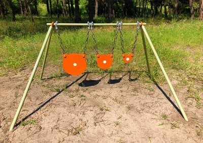 Стойка с мишенями гонгами 150, 100 и 50мм, для калибра 22LR. Сателит (717)