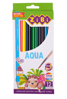 Олівці кольорові 12кол. ZiBi 2475 KIDS Line АКВАРЕЛЬ супер м'які + пензлик, /ZB.2475/