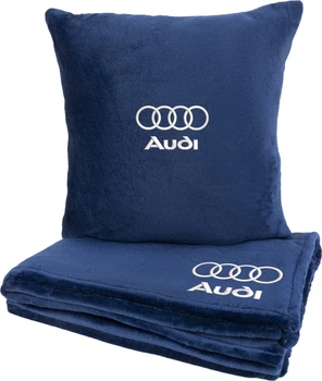 Подушка и плед в авто EVAtech из махры M для Audi синие (MBLMPSMLV095)