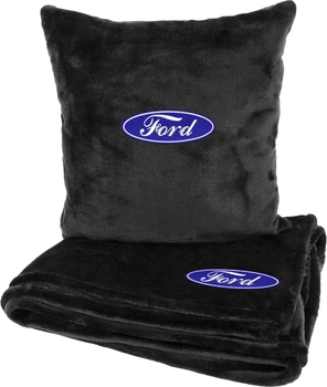 Подушка и плед в авто EVAtech из махры M для Ford черные (MBLMPSMBV010)