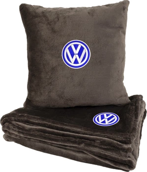 Подушка и плед в авто EVAtech из махры M для Volkswagen коричневые (MBLMPSMZV033)