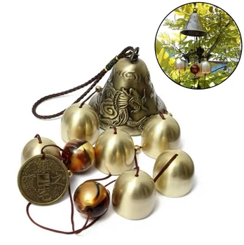 Металлические ветряные колокольчики / музыка ветра Chinese Bells подвеска с колоколами для украшения дома и сада, золотистые (99165179)