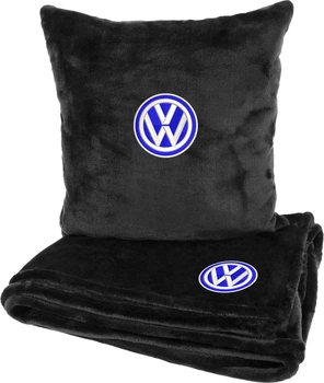 Подушка и плед в авто EVAtech из махры S для Volkswagen черные (MBLMPSSBV033)