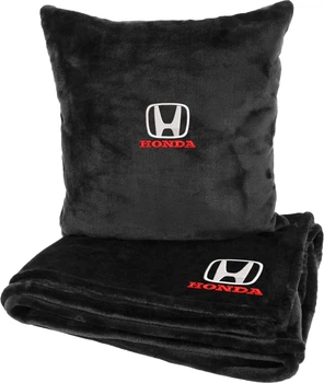 Подушка и плед в авто EVAtech из махры M для Honda черные (MBLMPSMBV060)