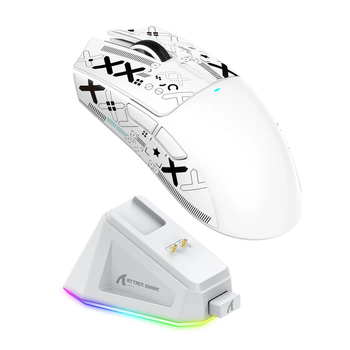 Мишка Ігрова Безпровідна Attack Shark X11 22000 DPI PAW3311 із зарядною догстанцією RGB підсвіткою Біла