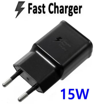 15w швидка зарядка для Samsung Galaxy. Fast Charging 15W Power Adapter EP-TA200. Зарядний пристрій чорний