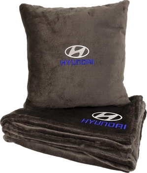 Подушка и плед в авто EVAtech из махры S для Hyundai коричневые (MBLMPSSZV013)