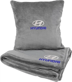 Подушка и плед в авто EVAtech из махры S для Hyundai серые (MBLMPSSGV013)