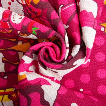 Тканина рушникова вафельна Merry Christmas, 150 см, 160 гр/м2, вишнева 4996701