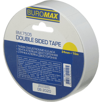 Стрічка клейка двостор. 24мм*10м BUROMAX 7505 (6/72) /BM.7505/