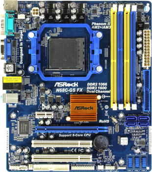 Материнская плата Socket AM3+/ AM2+ ASRock N68C-GS FX ( sAM2+/ AM3+ , DDR2 / DDR3 COMBO, GeForce 7025 ) Б/У