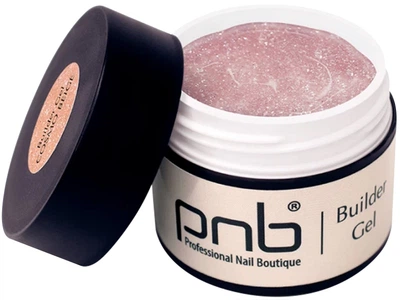 Гель моделирующий для ногтей Builder Gel Cosmo Beige PNB, для маникюра и педикюра, розовый с блестками, 15 мл
