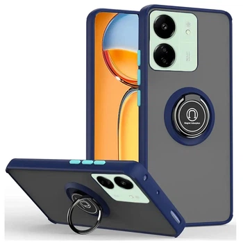Чехол Fiji Colorframe для Xiaomi Redmi 13C матовый бампер с кольцом подставкой Dark Blue