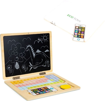 Tablica edukacyjna magnetyczna EcoToys laptop litery cyfry (5903769975877)