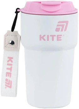 Термокружка Kite 450 мл Белая с розовым (K25-1220-3)