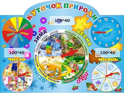 Стенд «Куточок природи» з рухомими стрілками 600мм×450мм (Арт1649)